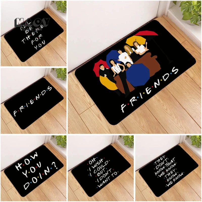 

Old and New Friends Classic Welcome Doormat Bathroom Kitchen Bedroom Flannel Floor Rug Home Porch Entrance Floor Mat Non-slip