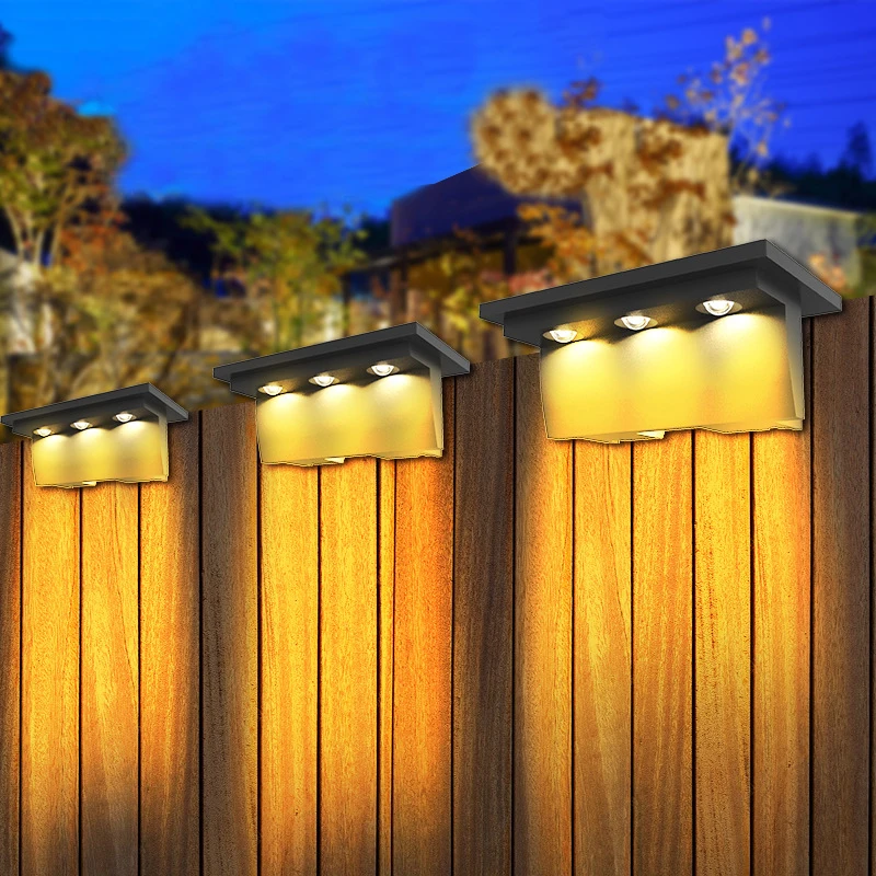 Outdoor LED Solar Power Wall Lights Waterproof Garden Fence Lights Decoration Landscape Solar Lamp For Patio Stair Deck Yard