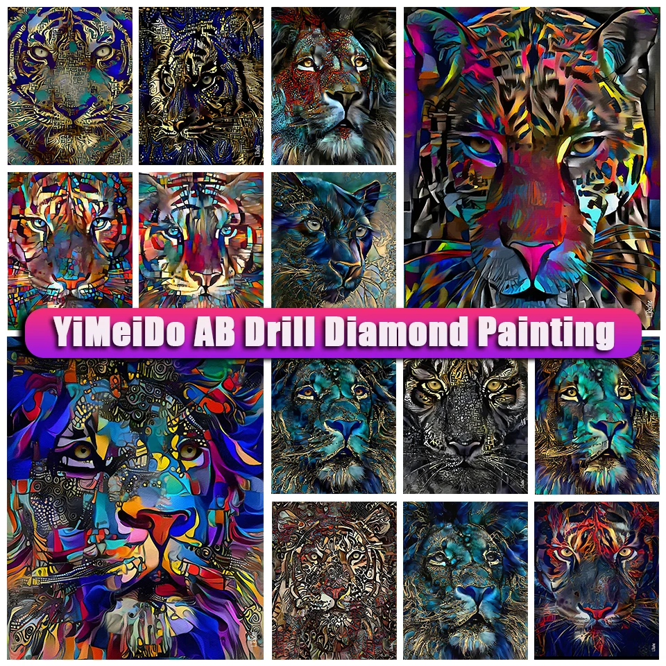 

Yimeido AB Daimond Painting Tiger Lion Zipper Bag Velvet Full Drill Cross Stitch Diy Diamond Embroidery Animal Mosaic Wall Art