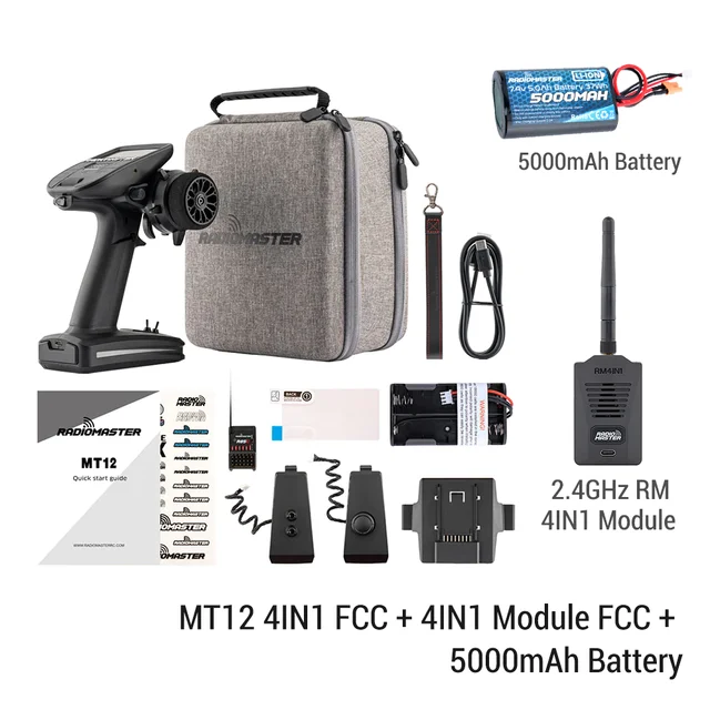 Radiomaster MT12 4in1 transmitter + R85C receiver + 2.4GHz RM 4in1 module + 2S 5000mAh battery