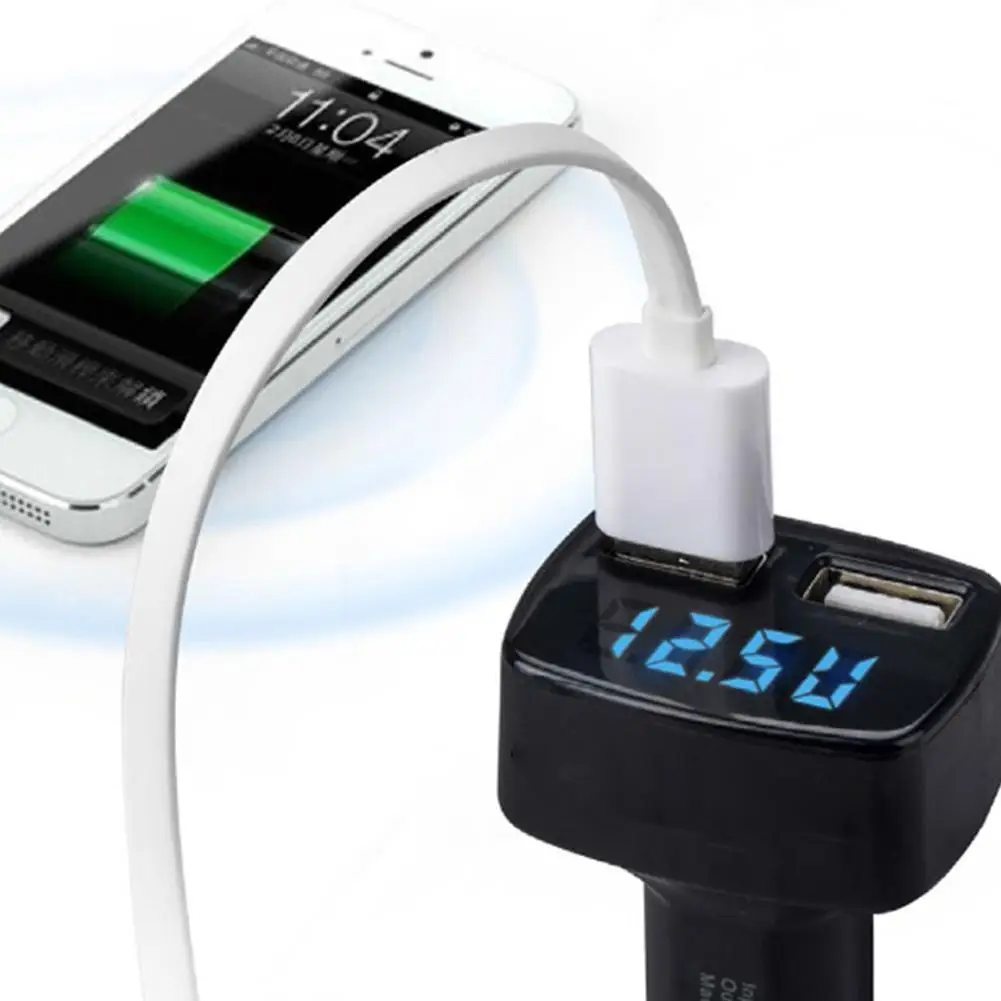 Автомобильное зарядное устройство 4 в 1 с двумя USB-портами и ЖК-дисплеем |