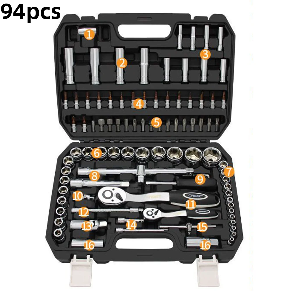 

94Piece Set Ratchet Wrench Ratchet Wrench Tool 72-tooth Quick Wrenchset Quick Wrench Plum Wrench Tool Quick Auto Repair Tools
