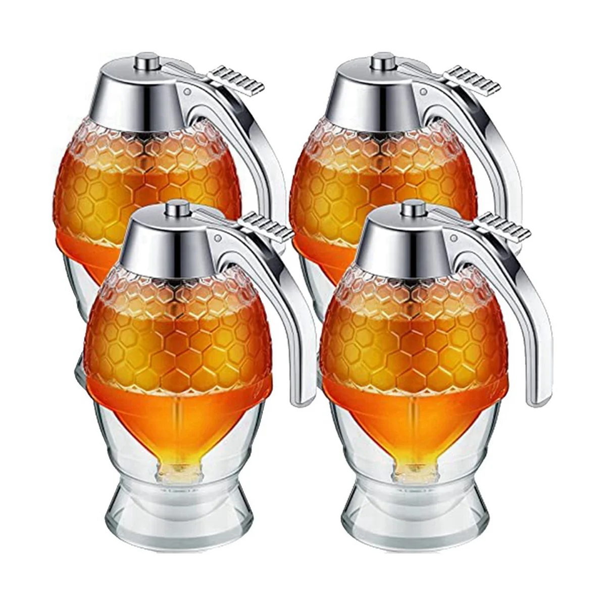 

Honey Dispenser Syrup Dispenser Acrylic Honey Pot No Drip Honey Pourer Dispenser for Pancakes Syrup Honey Sugar 4Pc