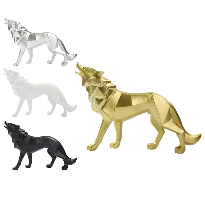 

Abstract Totem Wolf Dog Ornaments Statue Geometric Resin Ornament Decoration Accessories Gifts
