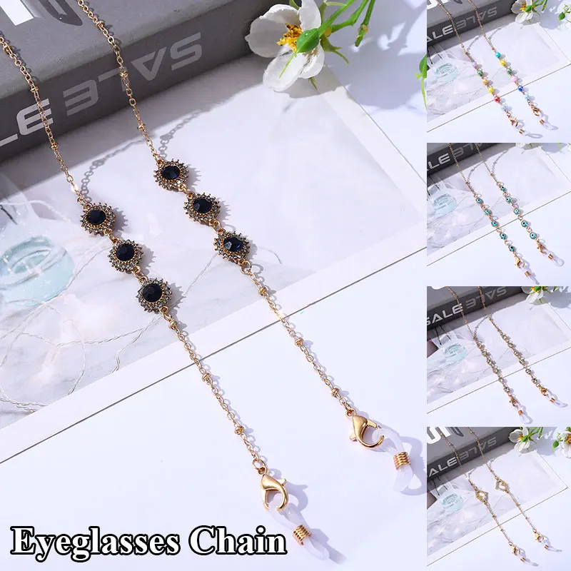 

Non Slip Glass Chain Neck Strap Mask Hanging Lanyard Necklace Bohemian Sunglasses Eyewear Cord DIY Jewelry For Women Children