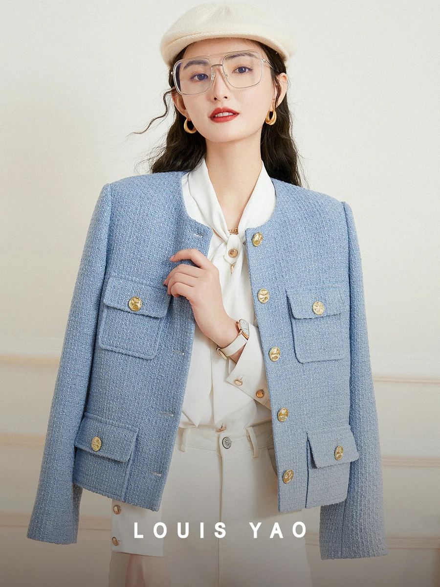 Женская куртка с круглым вырезом LOUIS YAO Элегантная Модная свободная офисная
