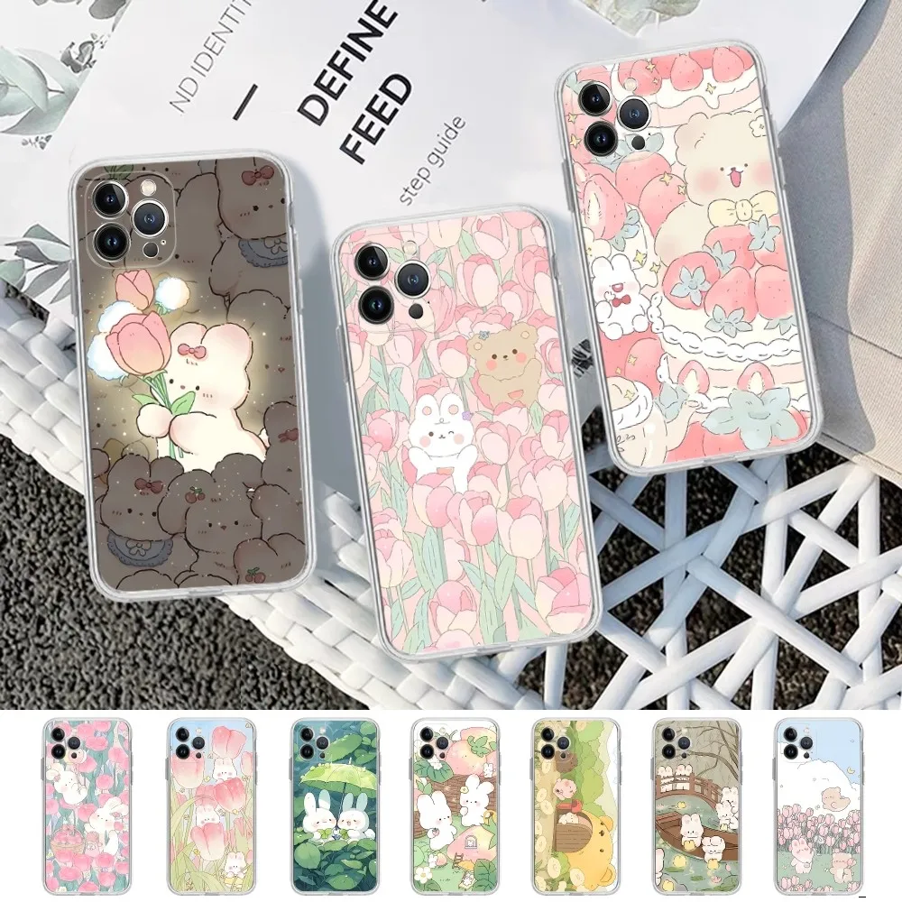 

Cute Flower illustration Phone Case For iPhone 15 14 11 12 13 Mini Pro XS Max Cover 6 7 8 Plus X XR SE 2020 Funda Shell