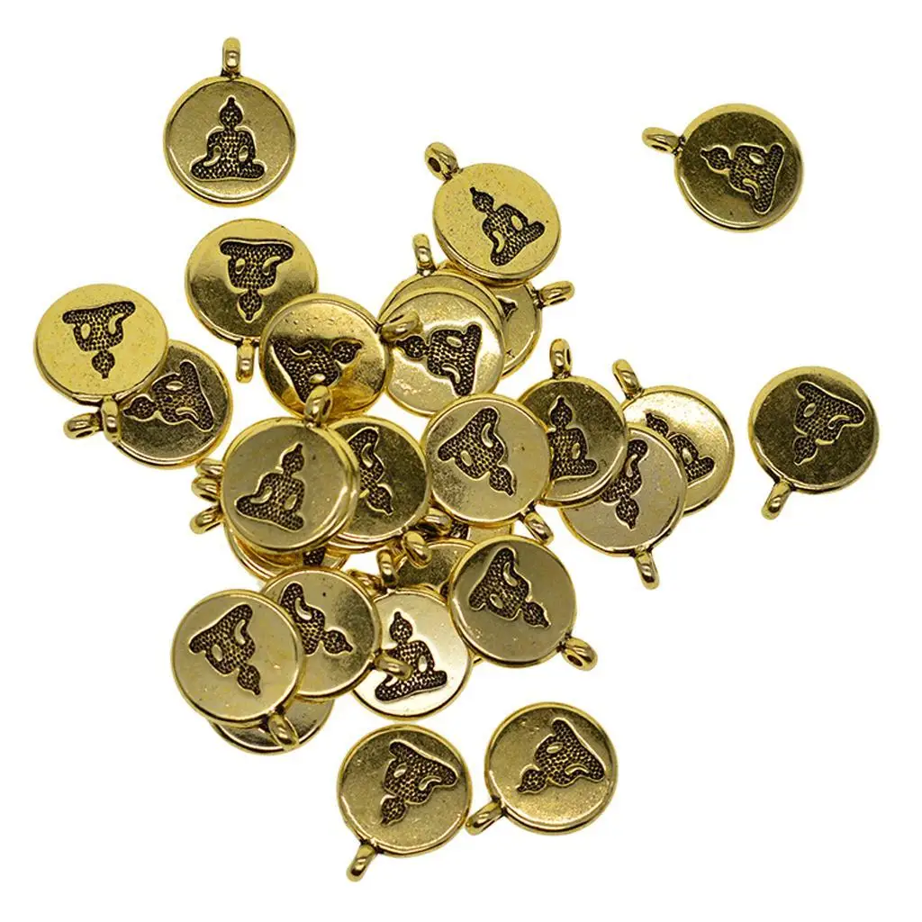 

30Pcs Gold Yoga OM Charms Buddha Pendant Meditation Jewelry