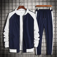 new brand men sets casual zipper tracksuit 2022 spring autumn mens solid splice set jacketpants sports suit streetwear hip hop