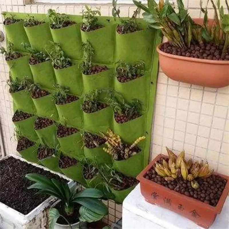 

2022 Black Green Wall Hanging Planting Bags Flower Pot Grow Bag Garden Planter Vertical Suculentas Plant Pot Home Decor Accessor