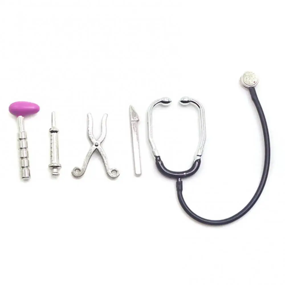 

Dropshipping!! 5Pcs 1/12 Dollhouse Mini Stethoscope Care Tools Hospital Accessories Toys Set for Childen