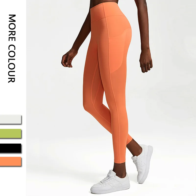 Women Yoga Pants High Waist Sports Leggings Soft Nylon Slim-Fitting Gym Tights With Pocket Female Outdoor Riding Hiking Clothing