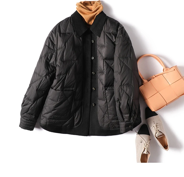 Thin Fashion Design New Casacas Para Mujer Invierno 2022 Abrigo Mujer 90%  White Duck Down  Luxury Spliced  Single Breasted Coat