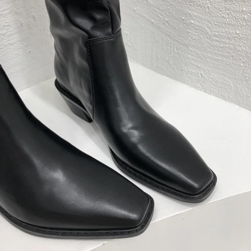 Winter Women Long Boots Fashion Round Toe Ladies Square Heel Knight Boots Casual High Quality Knee-high Boot Shoes