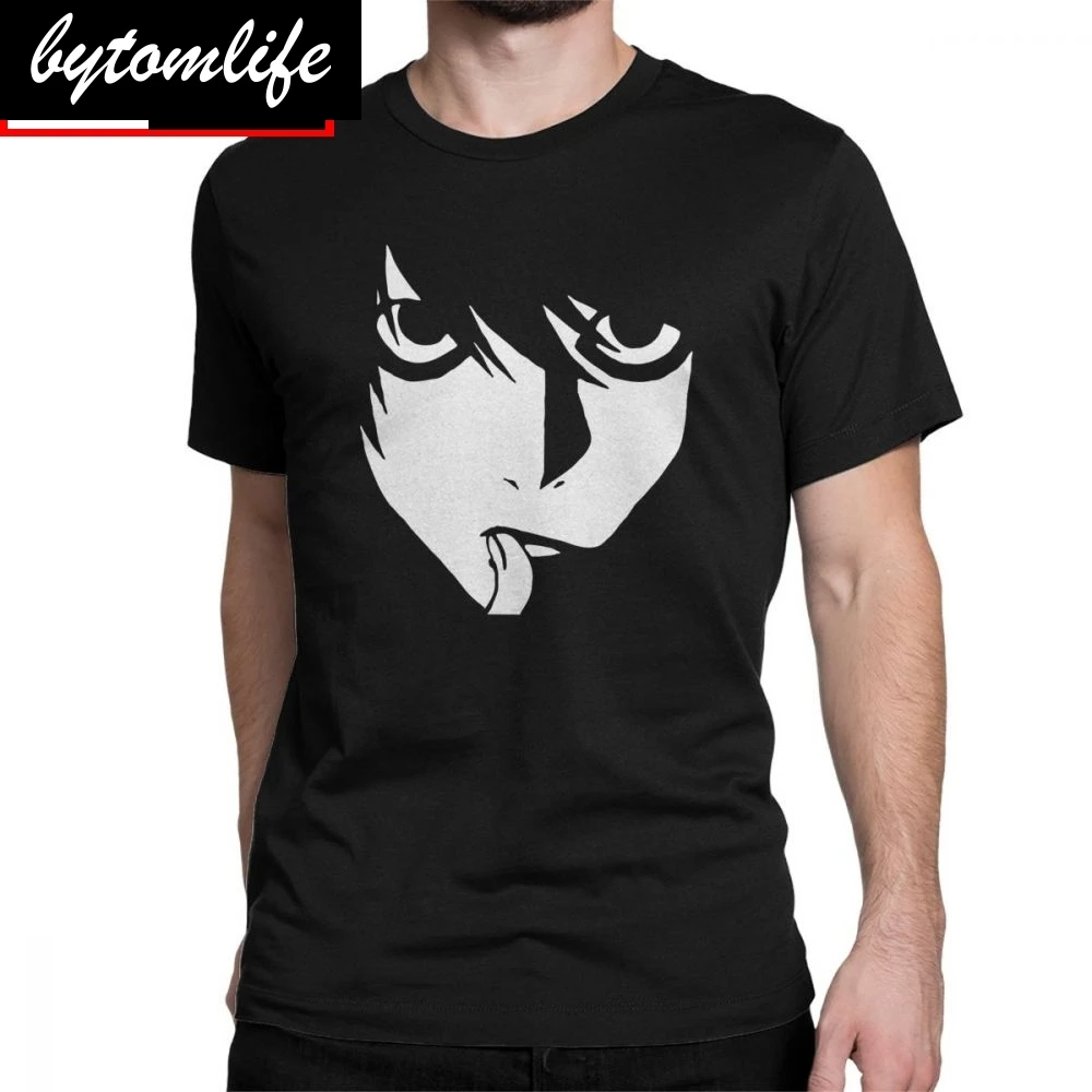 

L Death Note T Shirt 100% Cotton Anime T-Shirt Men Fun Short Sleeve Round Collar Tees Large Size