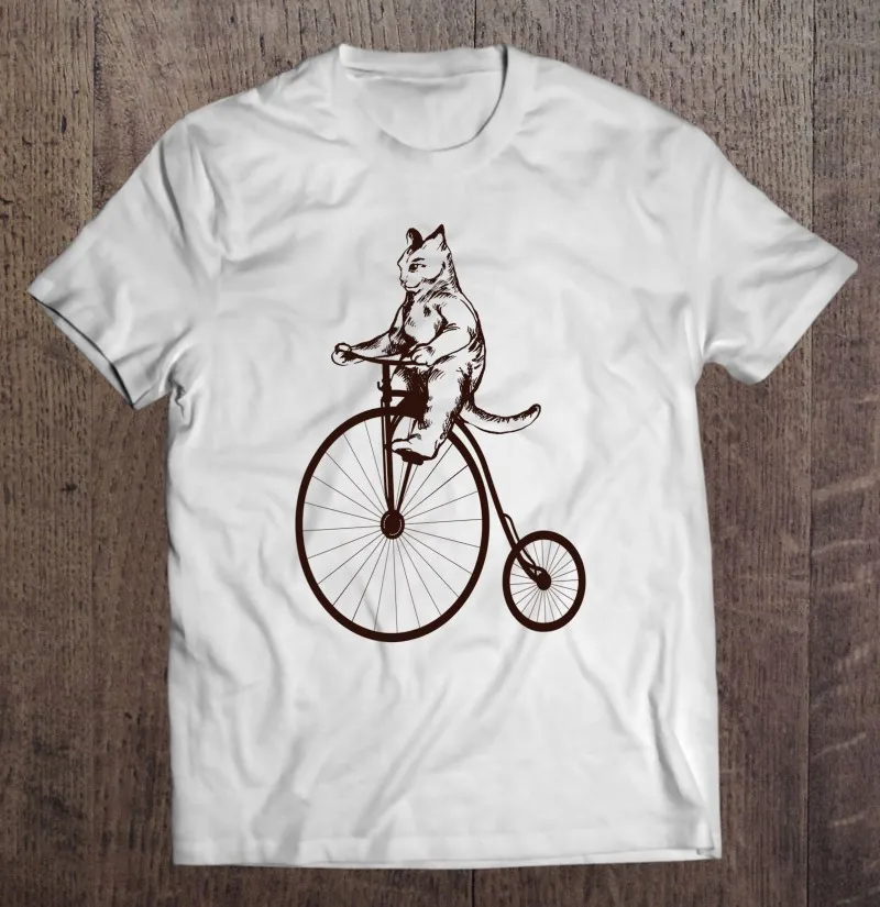 

Cat On Vintage Bicycle Bike Funny Cycling Cat Gift T Shirt For Men T-Shirt Tee Shirt Men Short Sleeve T-Shirts Blouse T Shirts