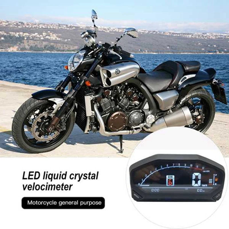 Universal Motorcycle LED LCD Speedometer Digital Odometer Tachometer 12000 RPM Meter for 1 2 4 Cylinders |