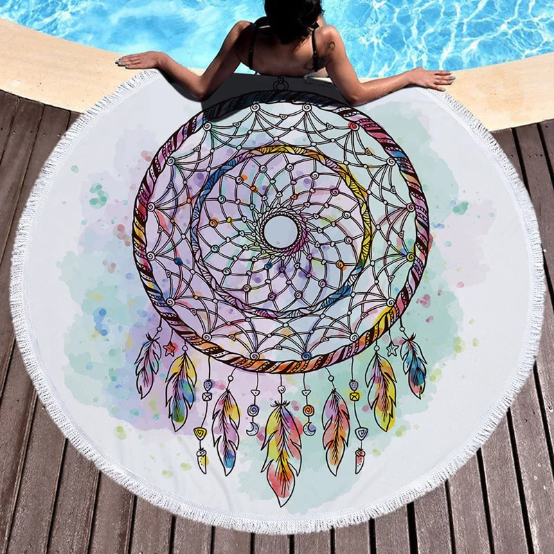 

150cm Round Beach Towel Summer Microfiber Beach Swimming Towel Sport Yoga Mat Sunbathing Towel Beach Pad