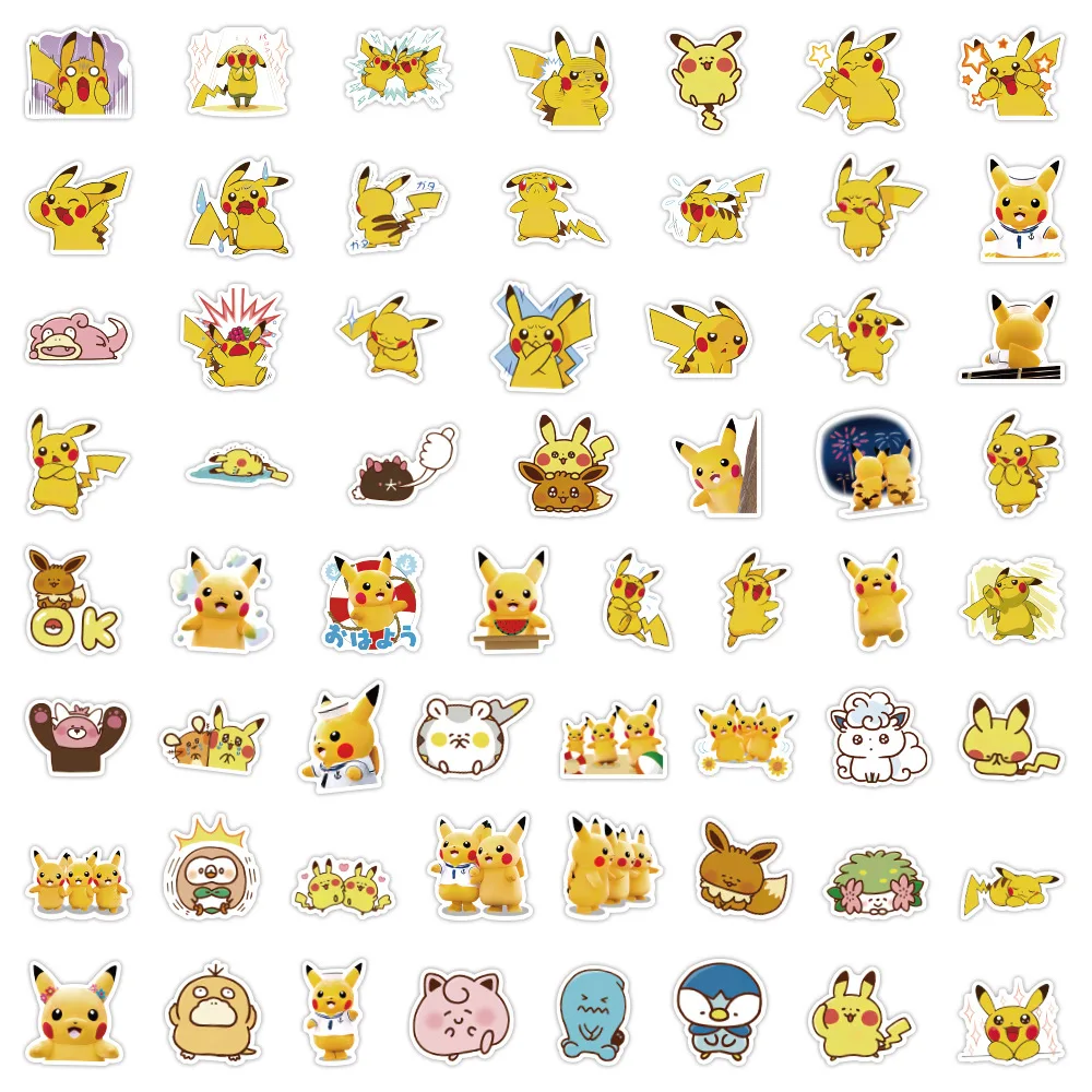 cartoon animation lovely pokemon pikachu kawaii sticker student stationery mobile phone computer office accessories decoration free global shipping