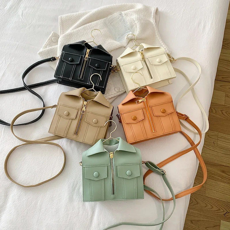 

2022New Chain Bags Women Clothing Shoulder Rivet Zipper Messenger Quality Leather Solid Color personality Shirt Messenger Bag