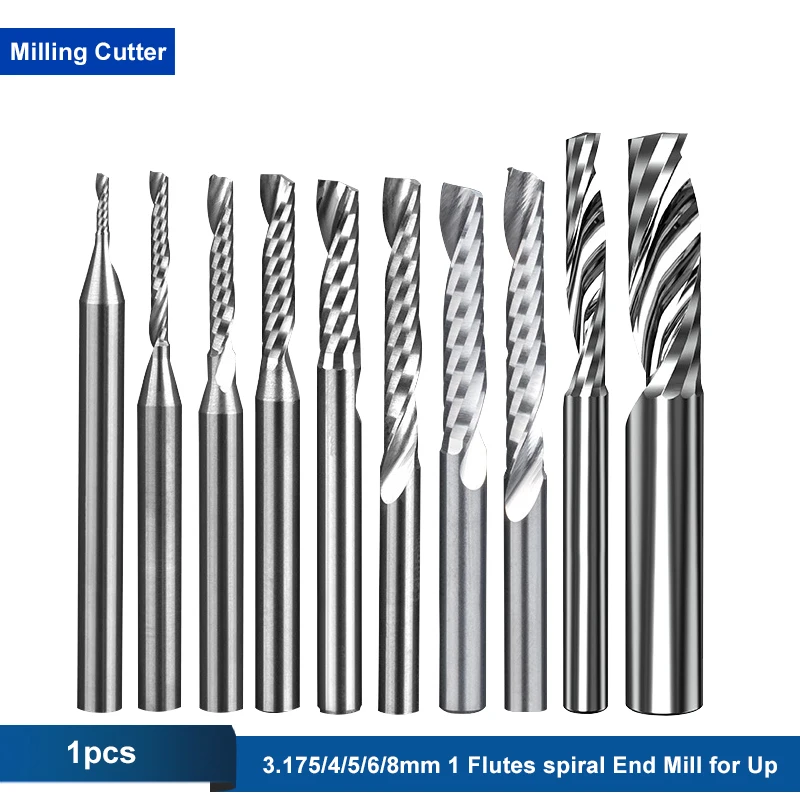 

1 шт. 3A 3,175/4/5/6 мм Фреза одна канавка спираль вверх режущая фреза Вольфрамовая сталь твердосплавная Концевая фреза Инструменты для дерева
