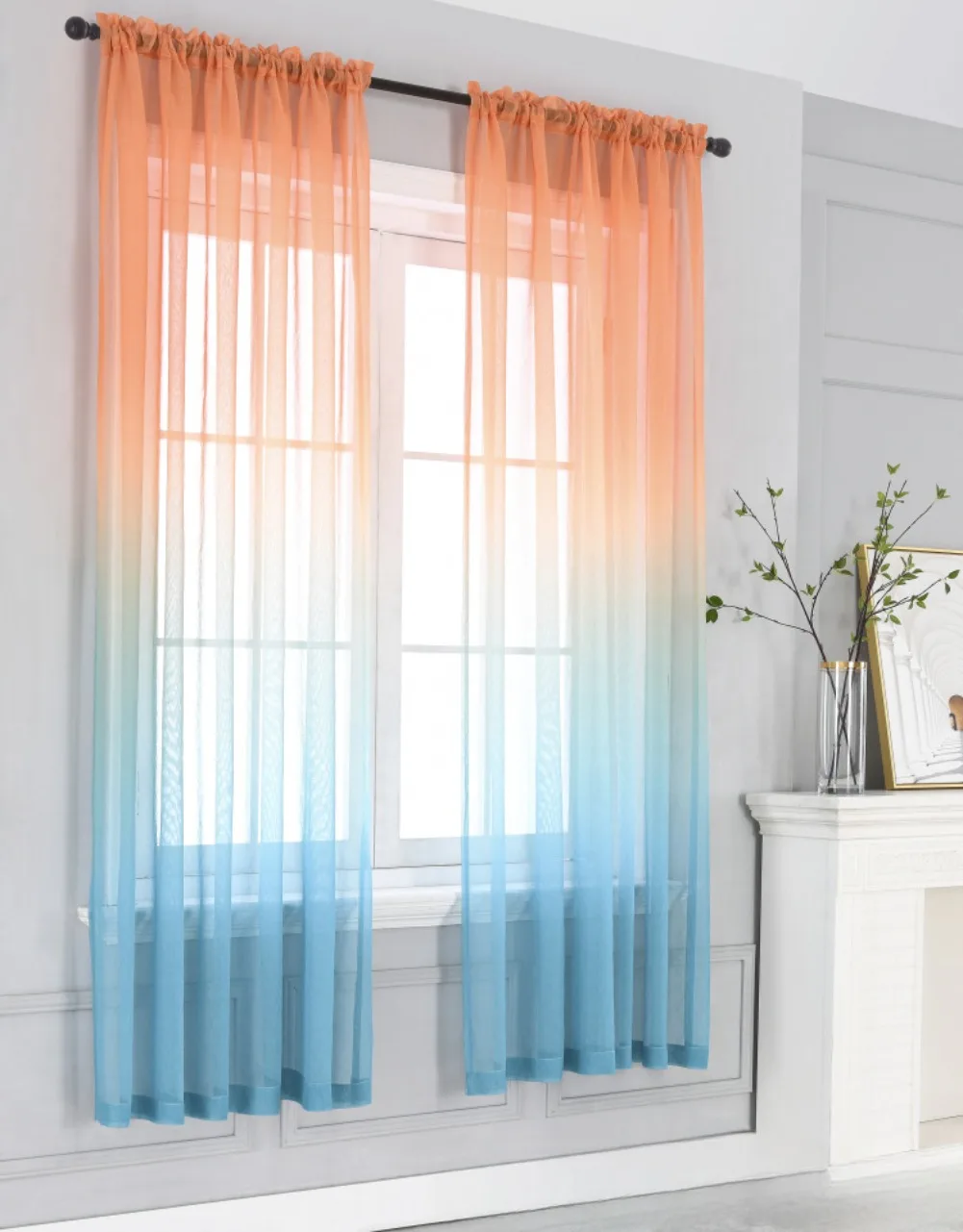 ZiDeTang 2 шт. градиентные цвета полупрозрачные занавески солнцезащитные для спальни