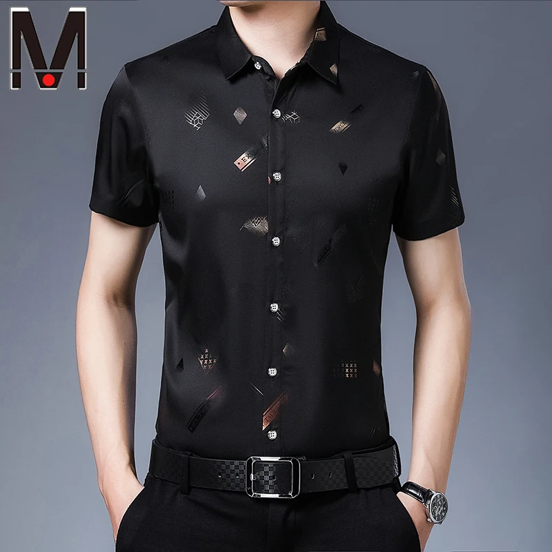 

MC Fast Shipping New Men's Short Sleeve Printed Shirt Casual Short Sleeve Top