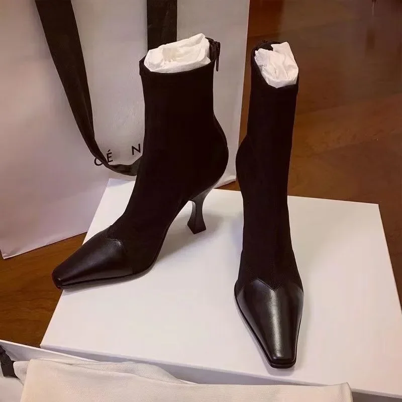 Модные ботинки новинка 2024 на высоком французском каблуке весну осень зиму