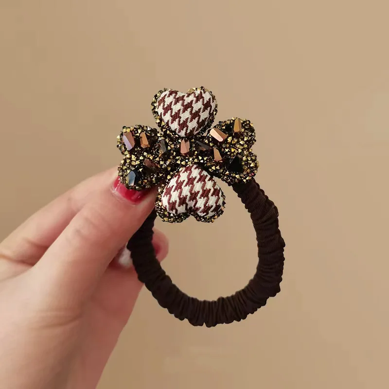 

Woman Rhinestone Heart Elastic Hair Ties Fashion Korean Hairband Scrunchies Girls Ponytail Holders Rubber Band Hair Accessories