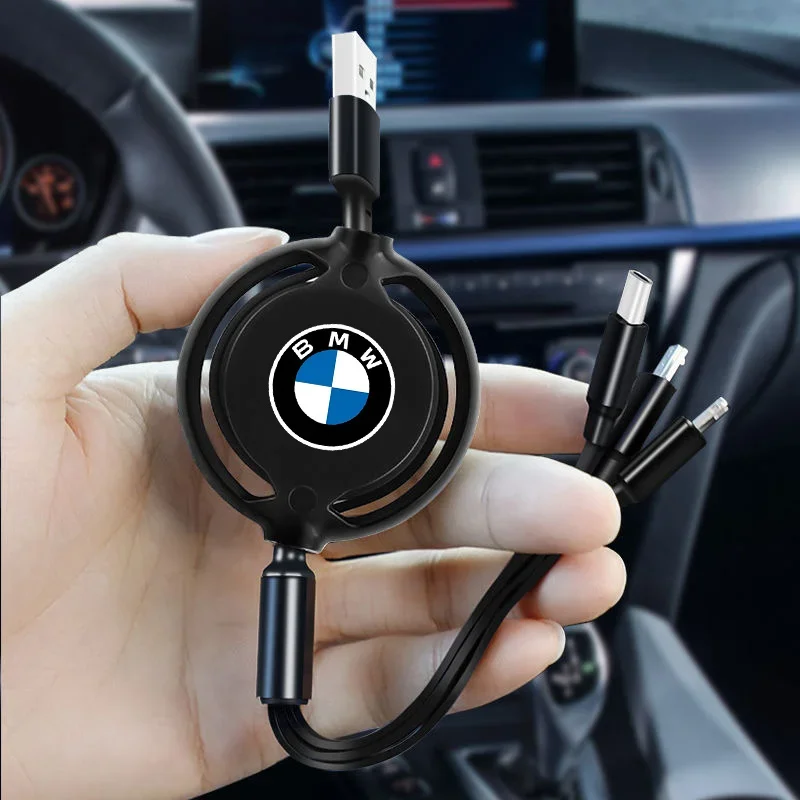 Автомобильный 3-в-1 Выдвижной Micro Data Wire USB Type C 100 Вт быстрая зарядка для Bmw Performance E46 E90