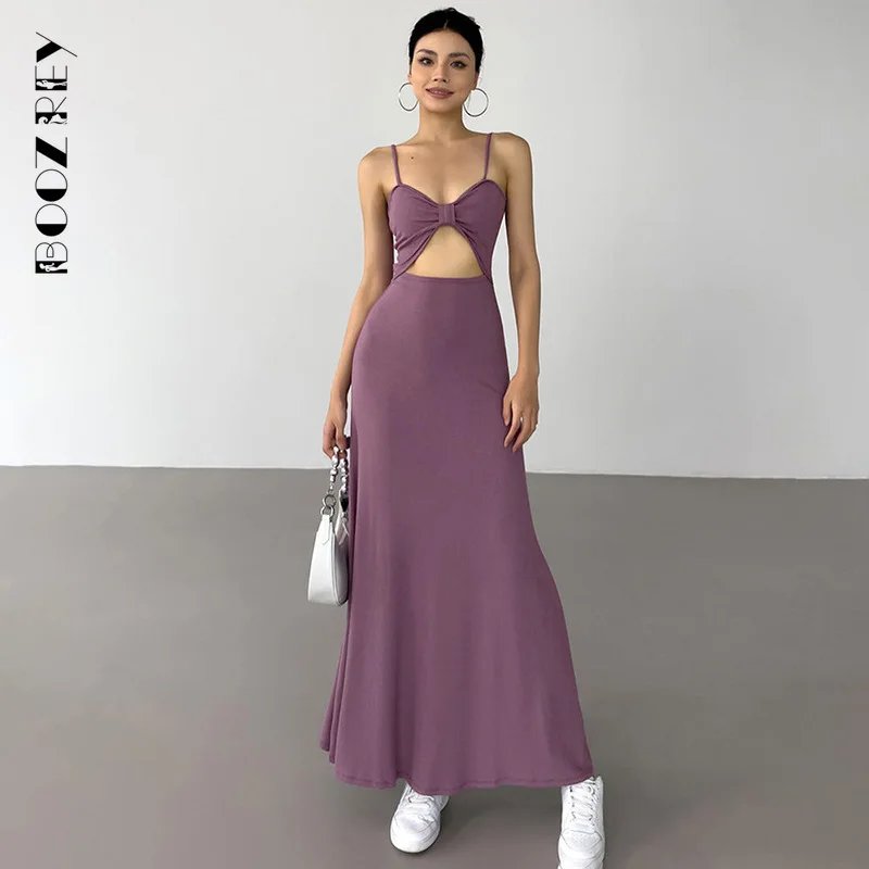 

Платье BoozRey женское с открытой спиной, модное элегантное однотонное облегающее пикантное платье на бретелях-спагетти, без рукавов, с запахом, лето 2023