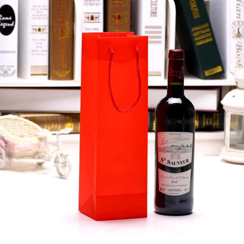 

10PCS Matte Color Single Double Wine Doule Bottle Package PP Plastic Champagne bottle Gifts Tote Bag Packaging Box Handle Bags