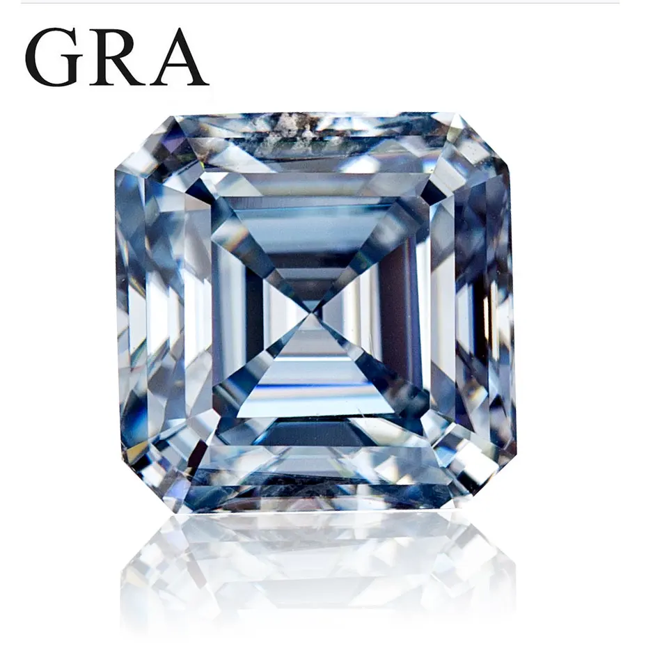 

Vivid Blue Asscher Cut Moissanite Loose Stone 0.4ct-6ct VVS1 Real Lab Grown Gemstone Diamond Beads For Jewelry Making Wholesale