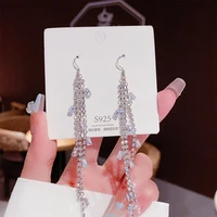 high luxury temperament glitter diamond long tassel earrings for women korean fashion earring daily birthday party jewelry gifts