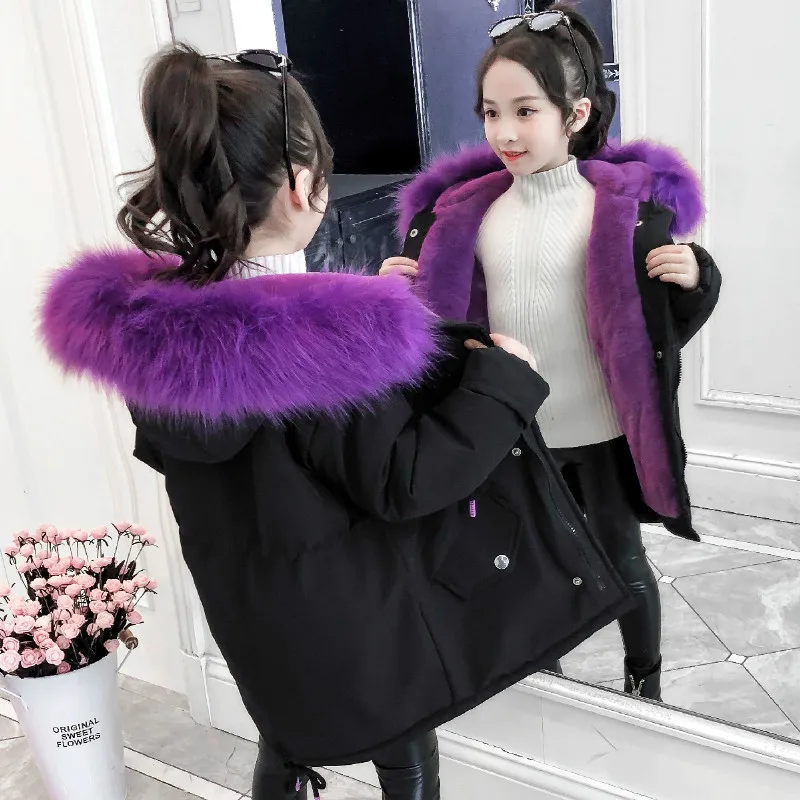 

Детская однотонная парка с длинным рукавом, с капюшоном, на осень/зиму, L04