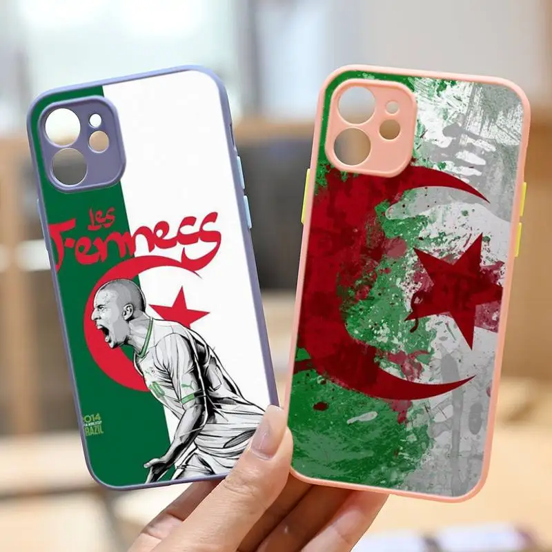 

Чехол для телефона с флагом Алжира, темно-синий прозрачный матовый для IPhone 7 8 11 12 S Mini Pro X XS XR MAX Plus, защитный чехол