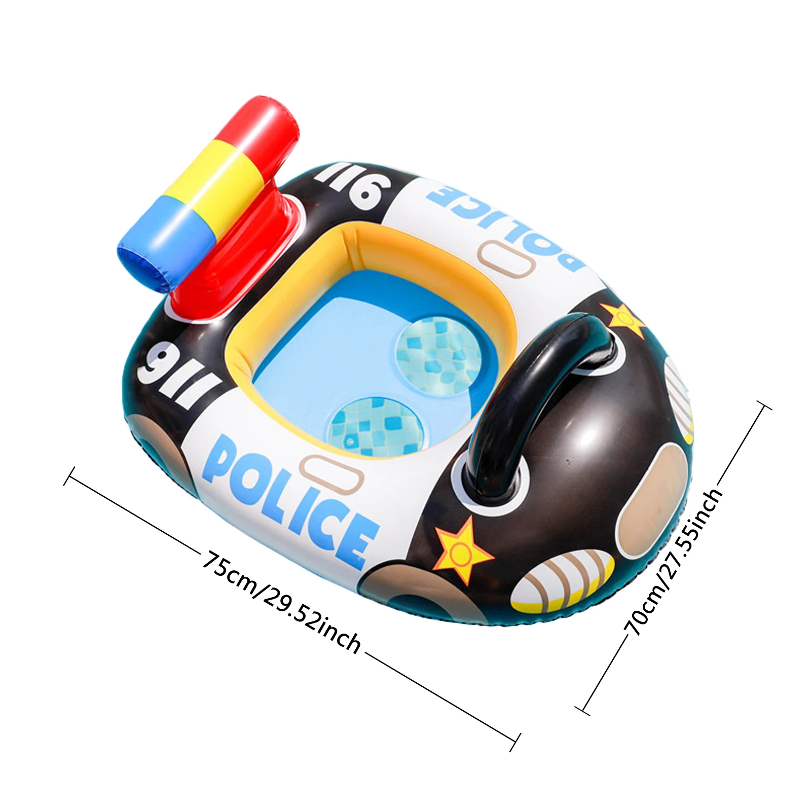 Baby Inflatable Swimming Pool Ring Sitting Floating Children Cartoon Police Car with Seat Lifebuoy |