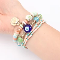 bohemian shell evil eye wrap bracelet for women fashion multilayer colorful seed beads charm bracelets set jewelry gift 2022 new