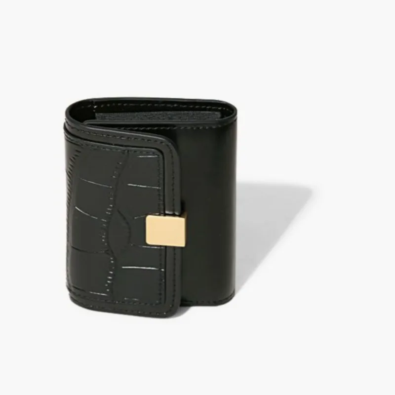 Женская сумка-клатч из кожи крокодила черный кожаный кошелек маленький