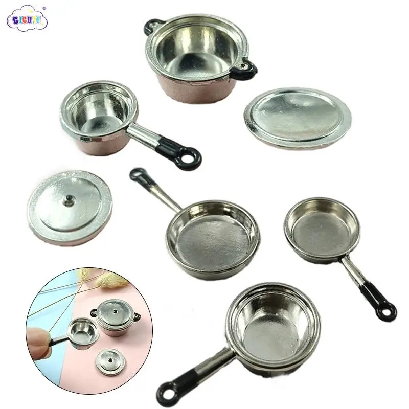 

1Set 1:12 Dollhouse Miniature Soup Pot Pan Cookware Model Kithcen Cooking Utensil Accessories Decor Kids Pretend Play Toy