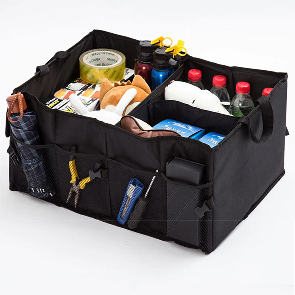 

Складной ящик для хранения в багажнике автомобиля, многофункциональный контейнер для сортировки мусора, большой 40-литровый контейнер из тк...