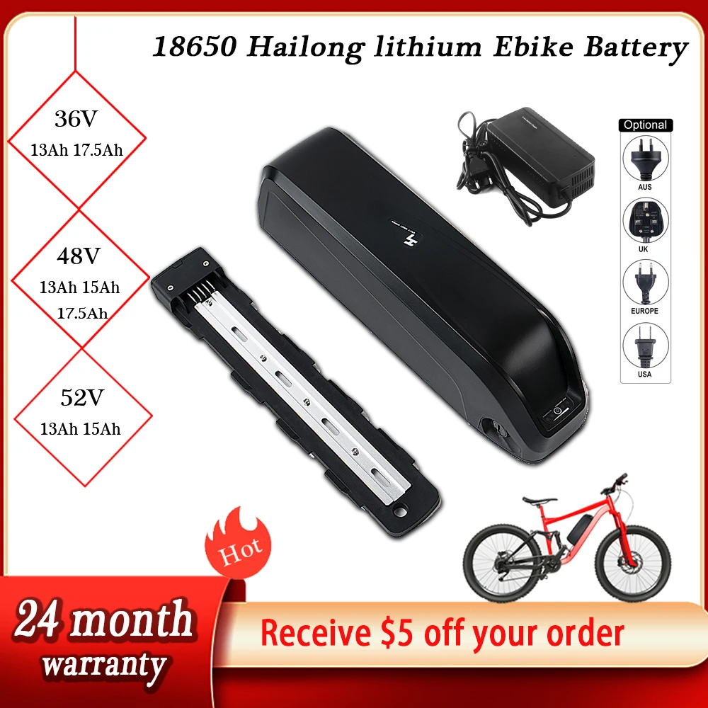 

Hailong G70 G80 Ebike Battery 48V 36V 52V 17.5Ah 13Ah 15Ah 18650 Lithium Cells Bicycle Battery Pack For 350W-1000W Motor