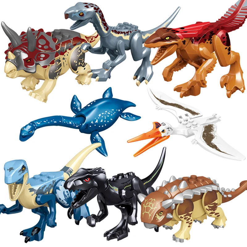 

Assembled Block Toy Jurassic Mosasaurus Brutal Raptor Building Blocks Dinosaur Bricks Tyrannosaurus I-Rex Assemble Dino Kid Toys