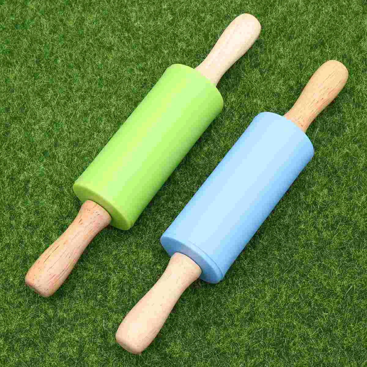 

Rolling Pin Silicone Bakingroller Stick Wood Kids Pastry Fondant Dough French Sticks Classicremovable Ring Pasta Wooden Dowel