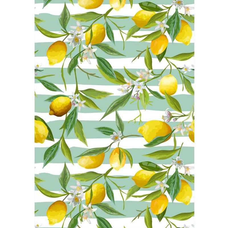 

Vinyl Lemon Tree Self Adhesive Wallpapers Watercolor Fruit Removable Peel and Stick Wallpaper for Bedroom Cabin Home Decoration