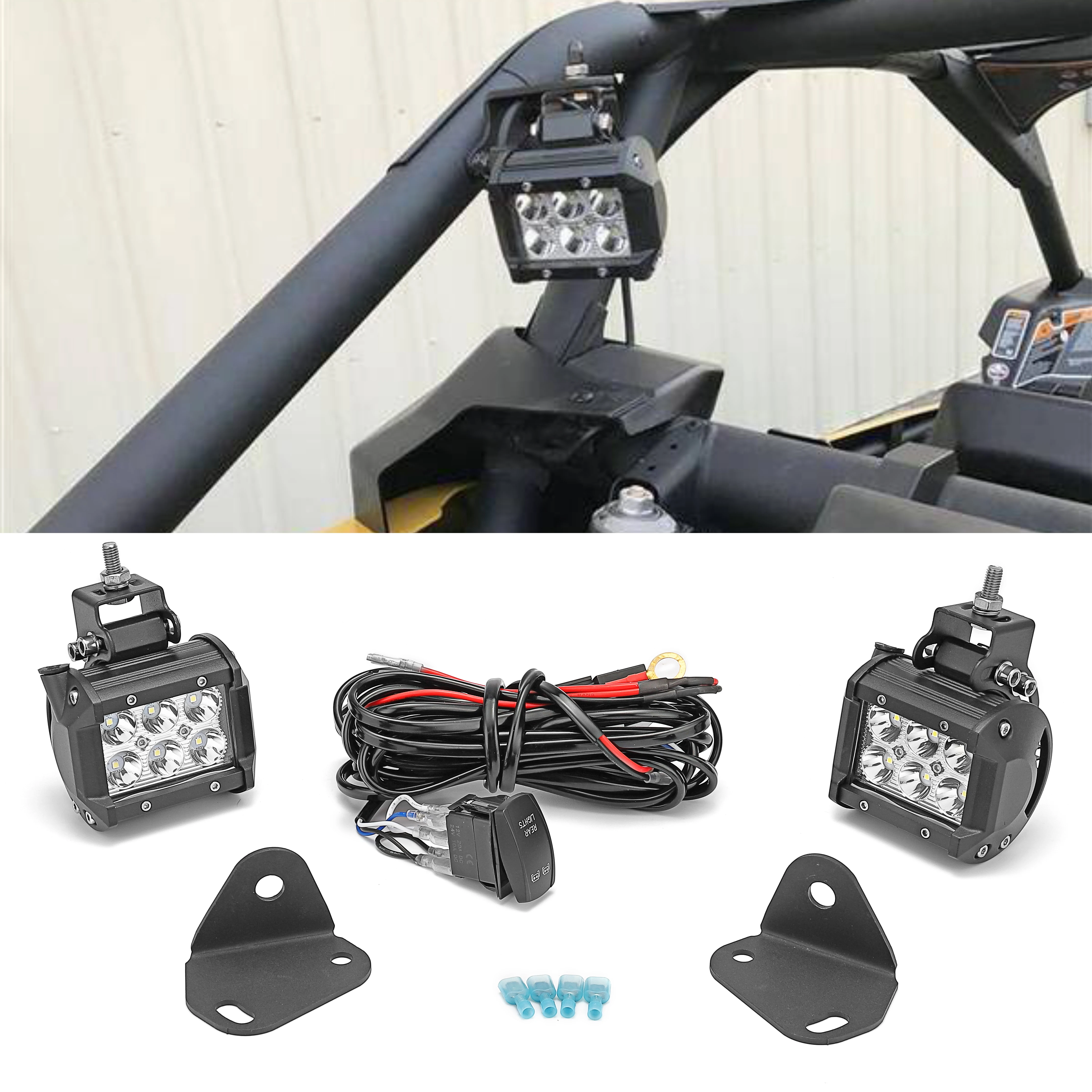 

18W LED Light Pod Flag Rear Mount Reversible Bracket For Can am Maverick X3 Max 2017-2023 Lighting Exterior