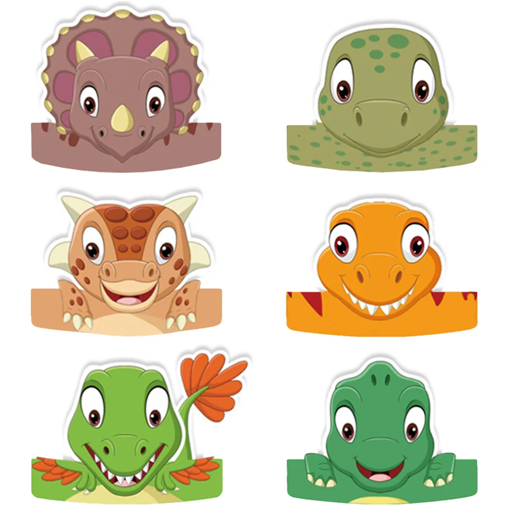 

6 Pcs Dinosaur Birthday Hat Kids Mask Party Hats Accessories Decoration Holiday Paper Child Children Favors