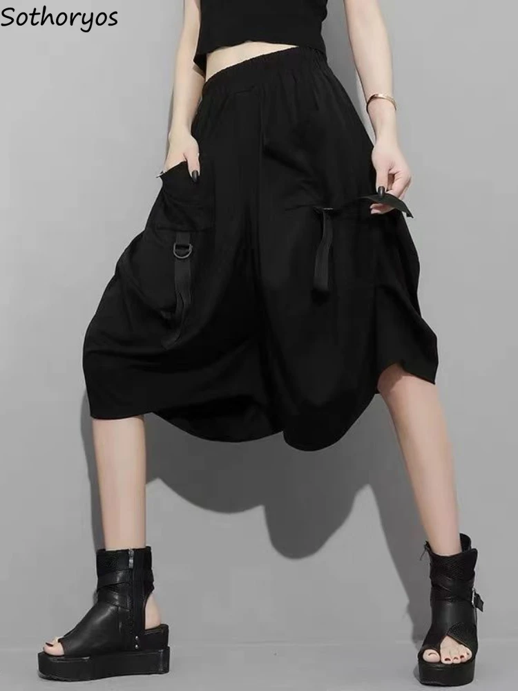

Hip Hop Pants Women Loose Personality All-match Minimalist Pure Retro Fashion Summer Casual Ulzzang Hipster Pockets Streetwear