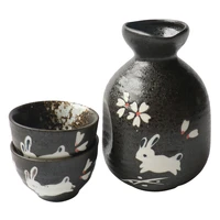 retro ceramic sake pot set liquor pot wine cup chinese distillate spirits jar japanese wine set hot wine warming vessel for wine