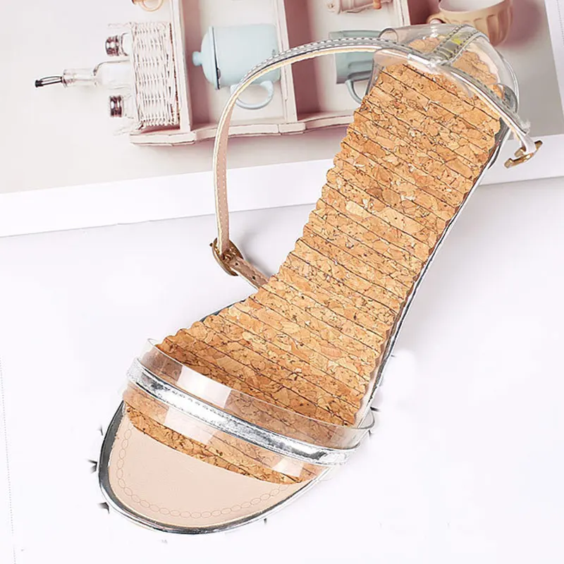 1Pair Anti-Slip Inserts Pads For Shoes Women High Heels Sandals Slippers Gel Insoles Flat Feet Arch Support Massage Natural Cork